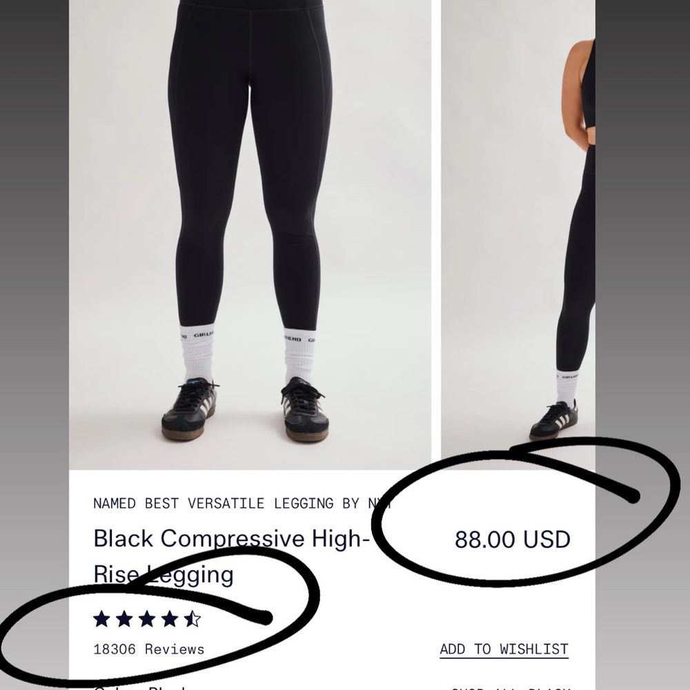 Girlfriend Collective Black Leggings - Picture 2 of 12